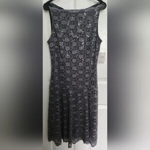 Elegant Black and Silver Lace Dress